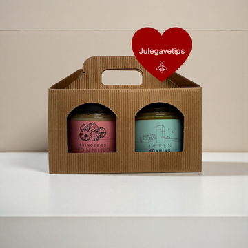Gaveeske med to typer honning – en perfekt førjulsgave
