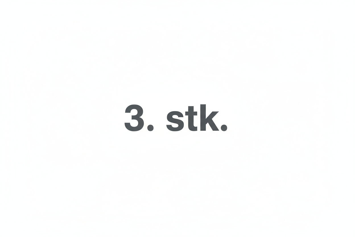 et bilde med hvit bakgrunn hvor teksten 3. stk vises